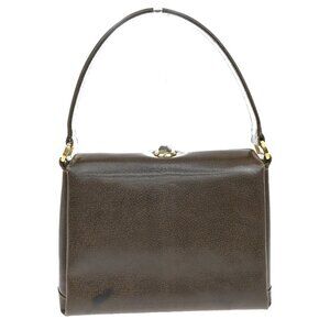 GUCCI One Handle Hand Bag Leather Brown Gold-plated Italy 68KA913